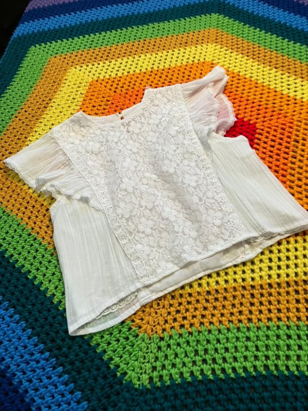80's Vintage Gunne Sax Gunnies White Lace Prairie Blouse Shirt